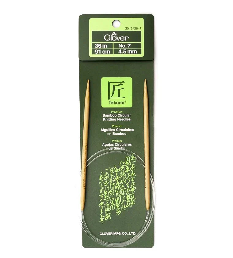 Clover Bamboo Circular Knitting Needles 36" (Sizes 3 to 15)