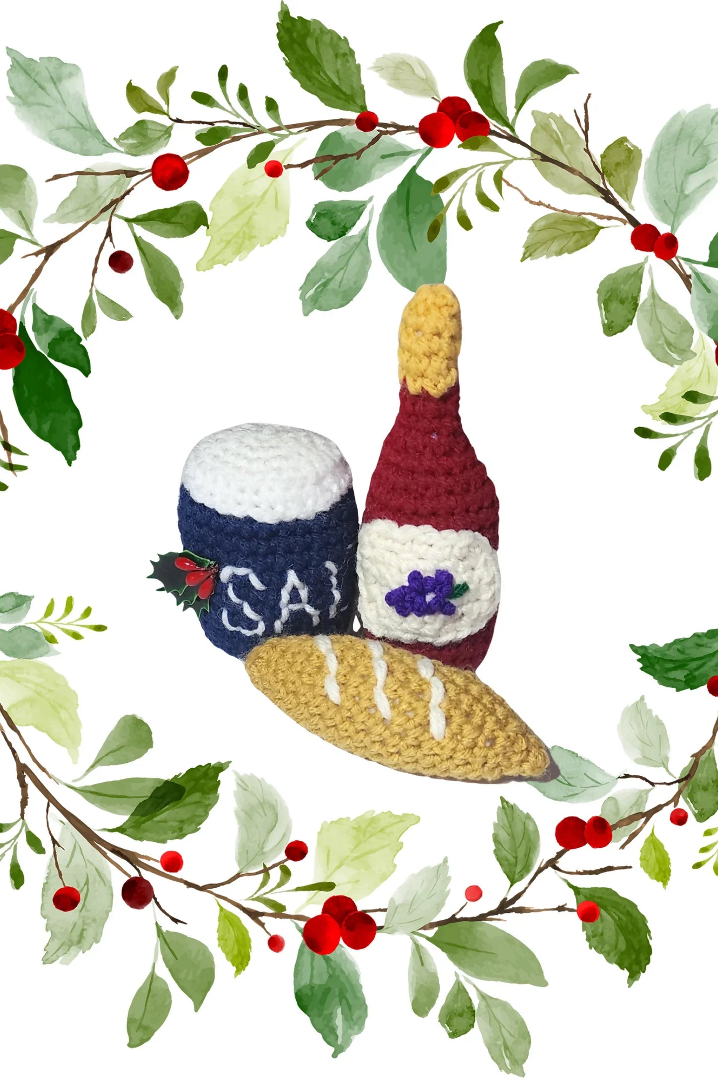 Bread, Salt & Wine Ornaments (Crochet)