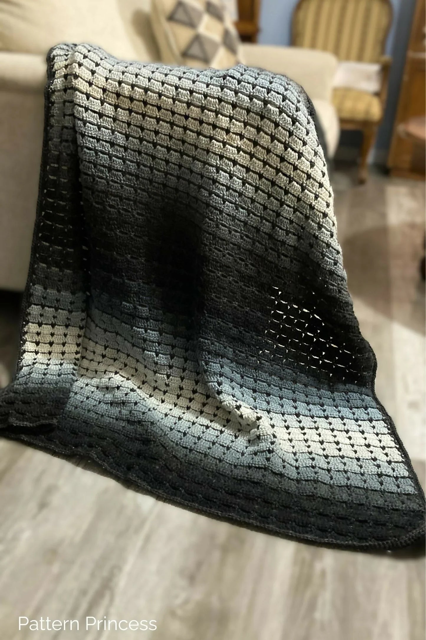 Midnight Moonlight Tiny Hearts Blanket (Crochet)