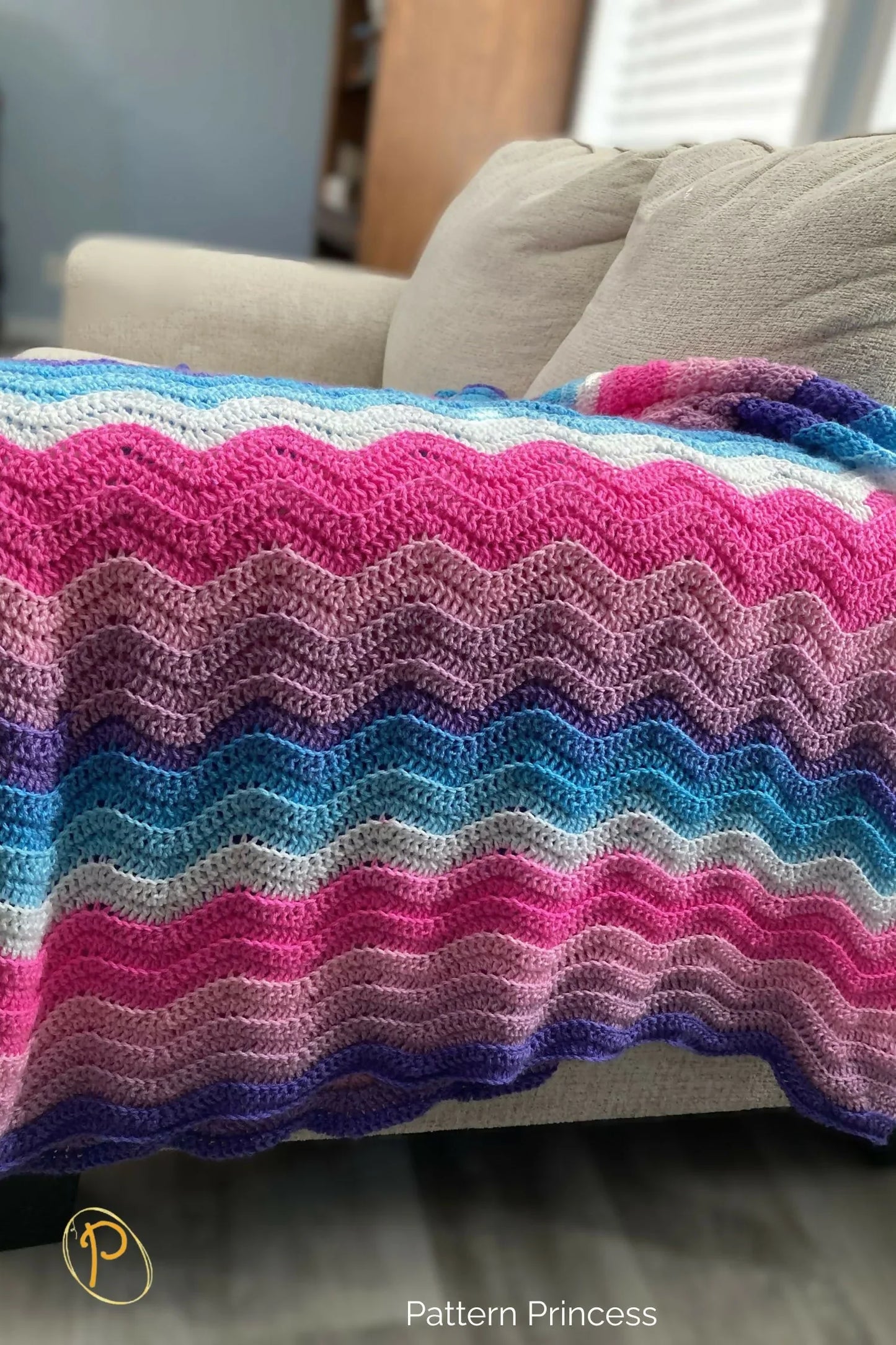 Wavy Ripple Blanket: Berry Bliss Throw (Crochet)