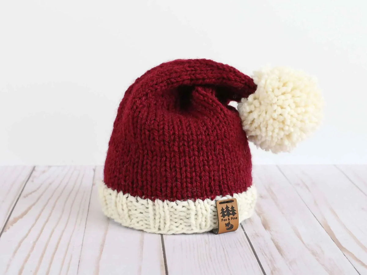 Classic Santa Stocking Cap Christmas Hat (Knit)