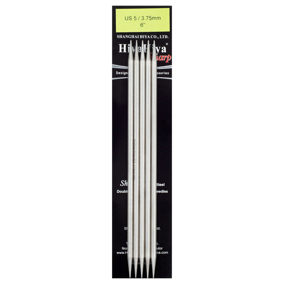 HiyaHiya Stainless Steel Double Point Needles 6" (Sizes 0 to 10)