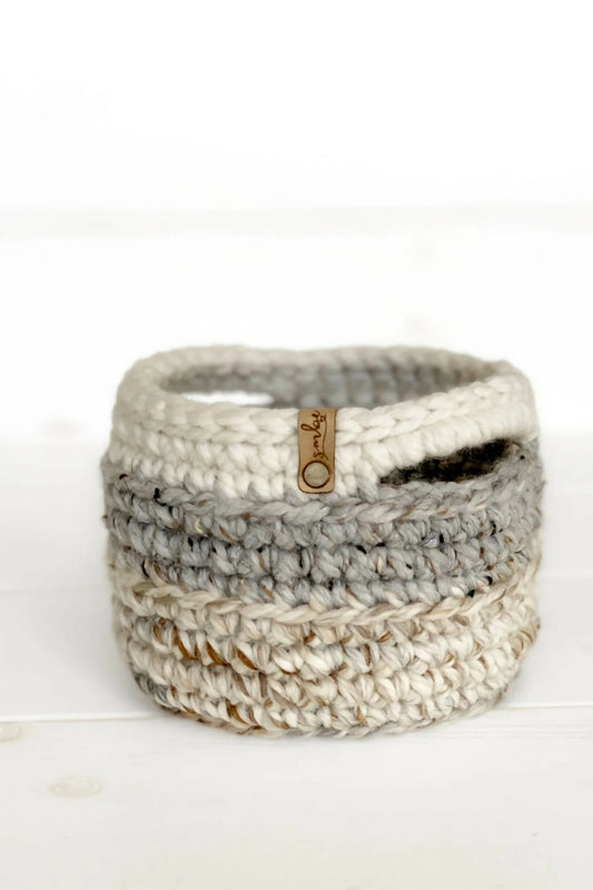 Color Block Baskets 3 Sizes (Crochet)