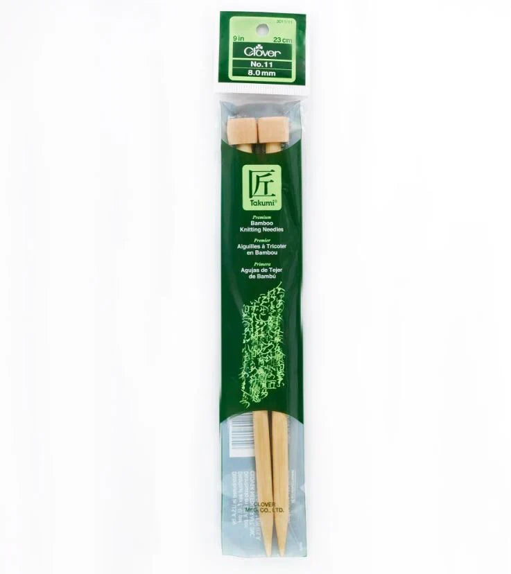 Clover Bamboo Knitting Needles 9" (Sizes 3 to 15)