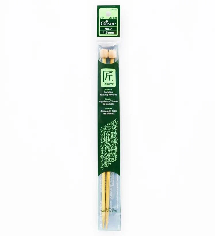 Clover Bamboo Knitting Needles 9" (Sizes 3 to 15)