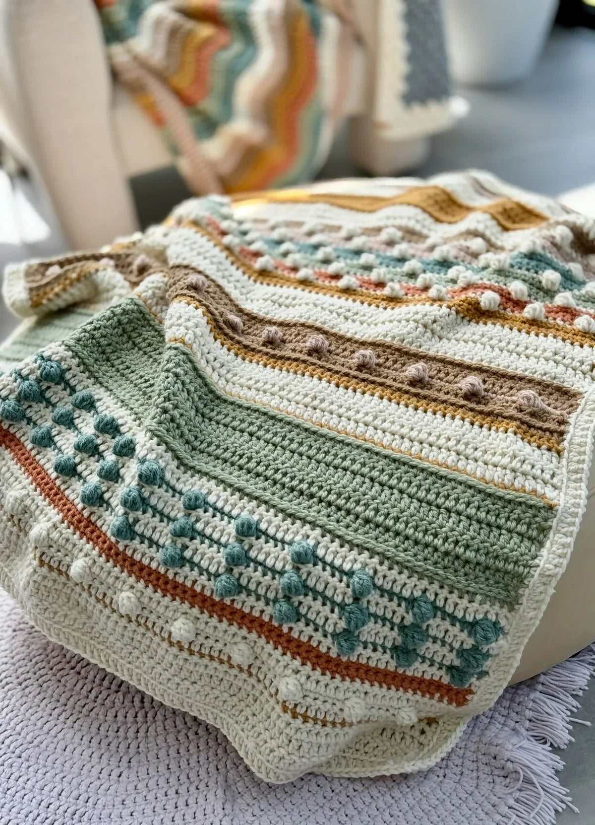 Dots and Dashes Throw Blanket (Crochet)