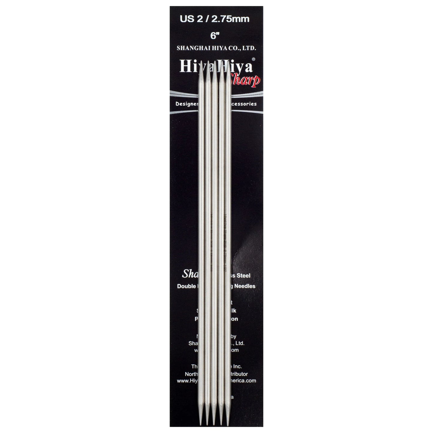 HiyaHiya Stainless Steel Double Point Needles 6" (Sizes 0 to 10)
