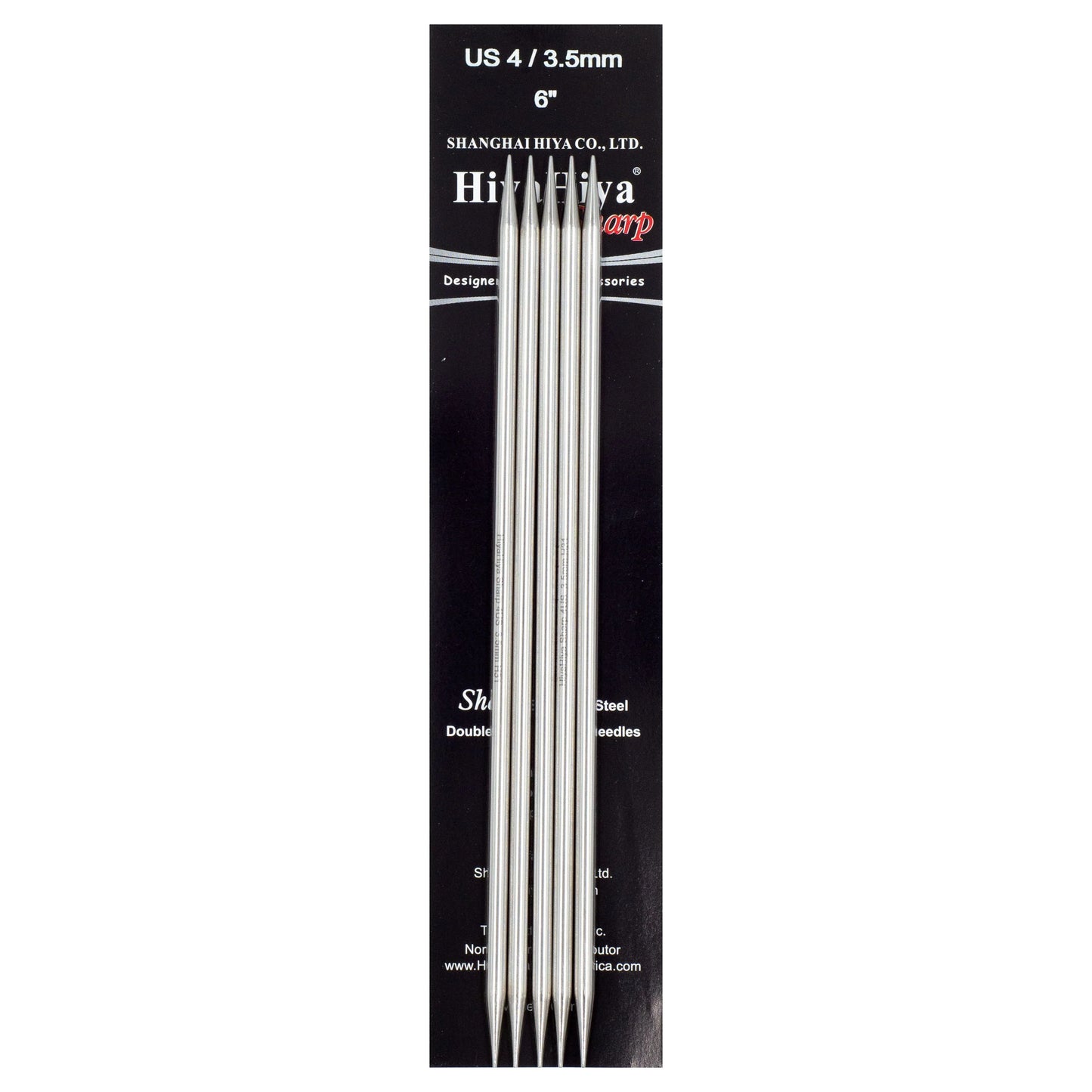 HiyaHiya Stainless Steel Double Point Needles 6" (Sizes 0 to 10)