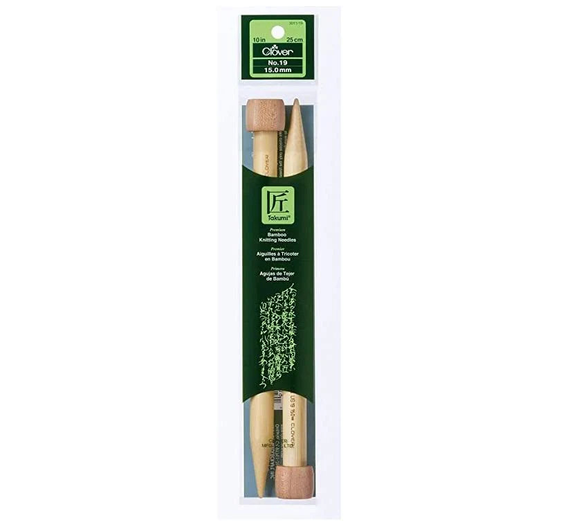 Clover Bamboo Knitting Needles 10" (Sizes 17 & 19)