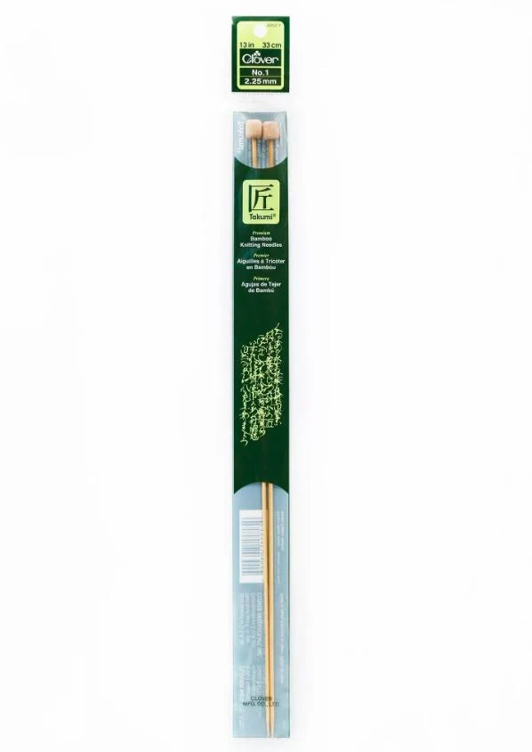Clover Takumi Bamboo Knitting Needles 13” (Sizes 1 to 10)