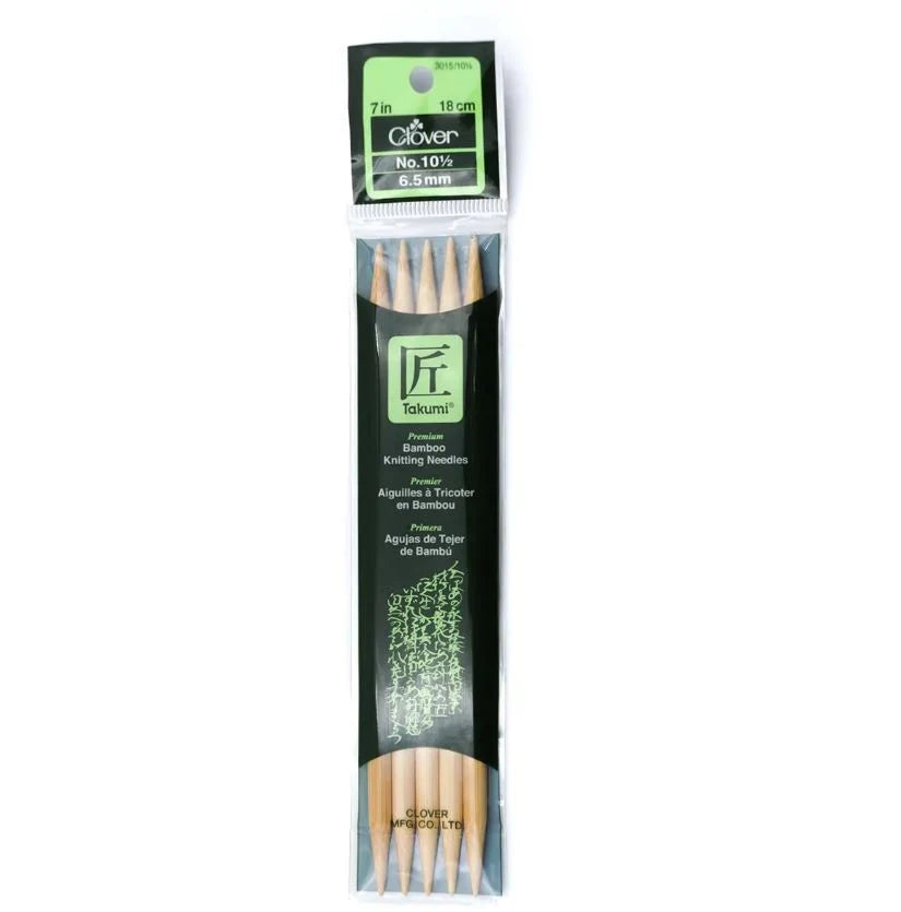 Clover Bamboo Needles Double Pointed 7" (Sizes 0 to 15)
