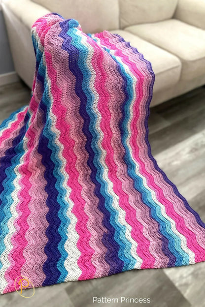 Wavy Ripple Blanket: Berry Bliss Throw (Crochet)