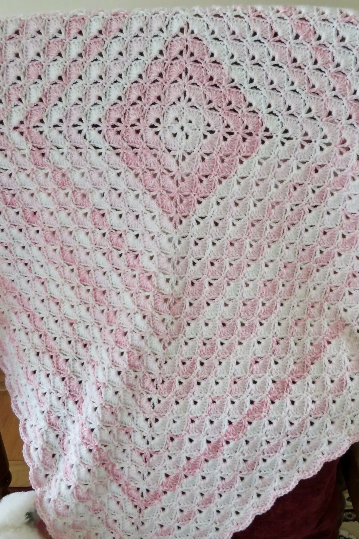 Whispers in Shell Pink Baby Blanket (Crochet)