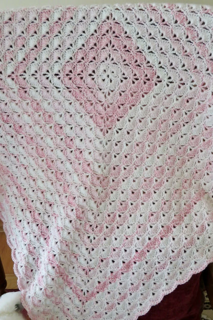 Whispers in Shell Pink Baby Blanket (Crochet)