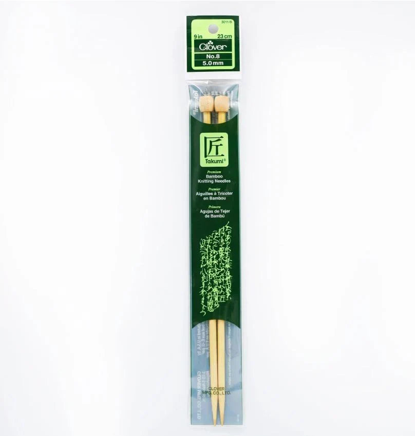 Clover Bamboo Knitting Needles 9" (Sizes 3 to 15)