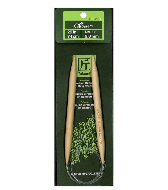 Clover Bamboo Circular Knitting Needles 29" (Sizes 3 to 15)