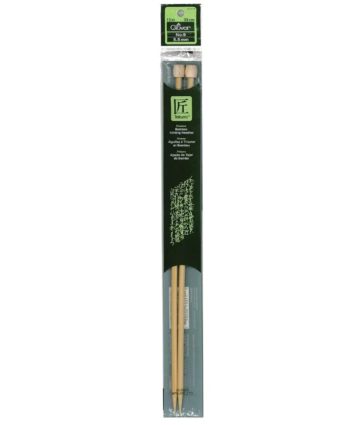 Clover Takumi Bamboo Knitting Needles 13” (Sizes 1 to 10)