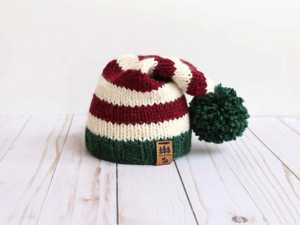 Classic Elf Stocking Cap Christmas Hat (Knit)