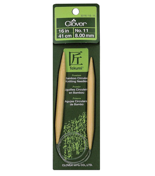 Clover Bamboo Circular Knitting Needles 16" (Sizes 11 & 13)