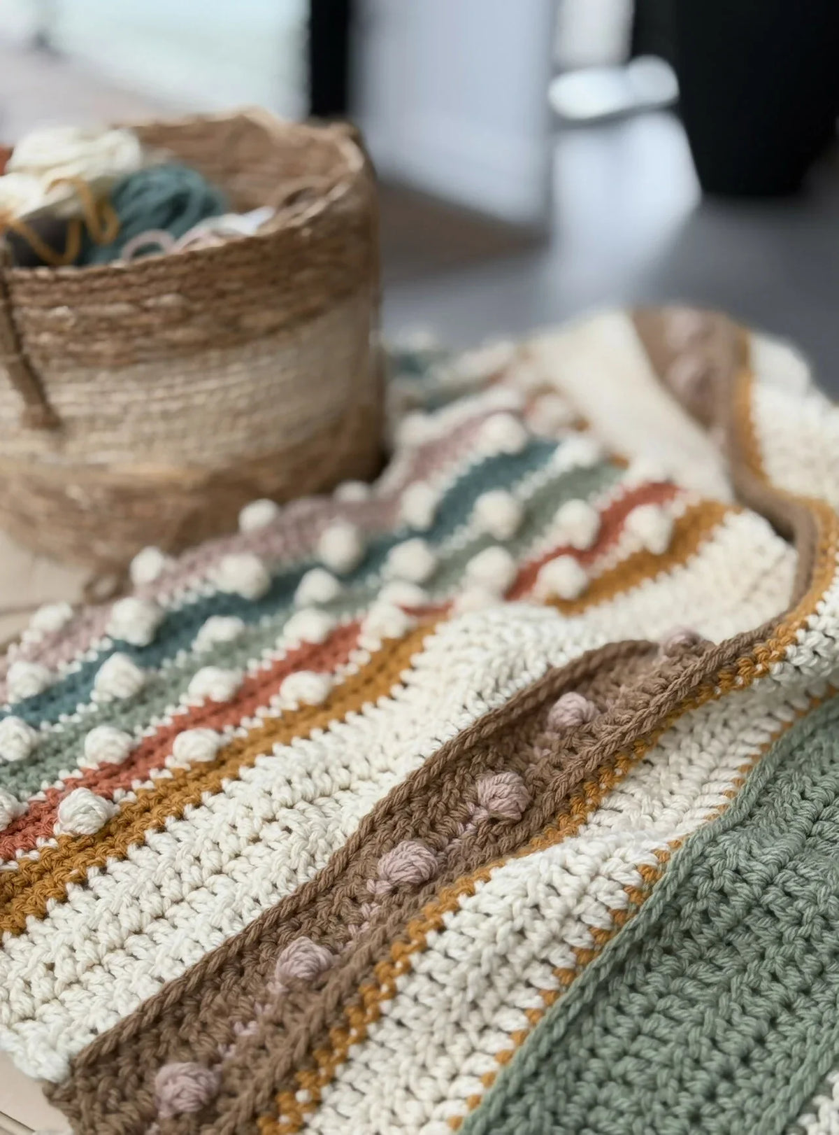 Dots and Dashes Throw Blanket (Crochet)