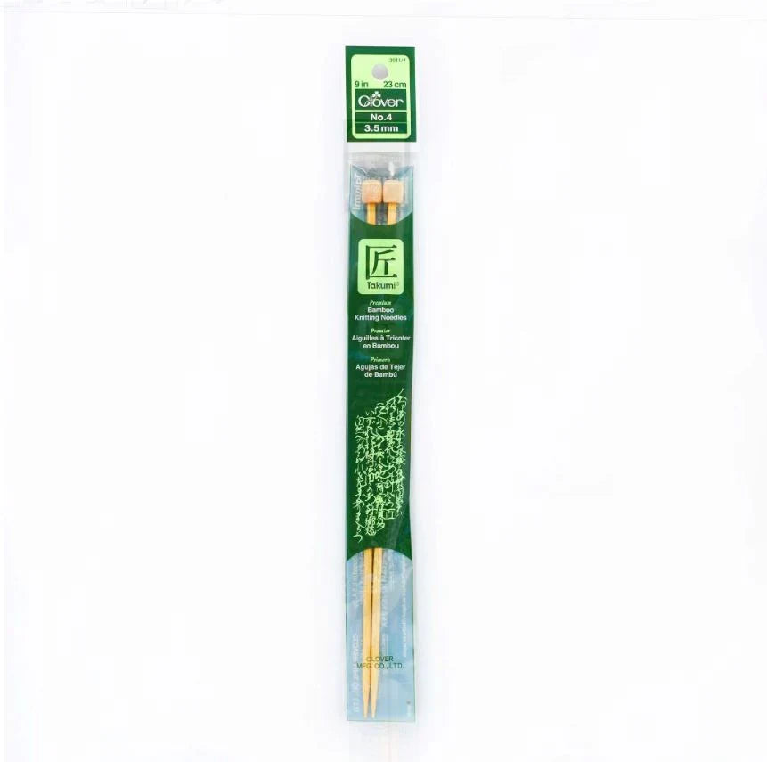Clover Bamboo Knitting Needles 9" (Sizes 3 to 15)