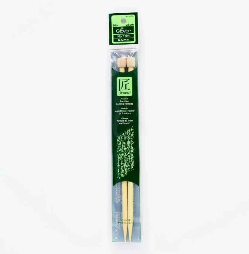 Clover Bamboo Knitting Needles 9" (Sizes 3 to 15)