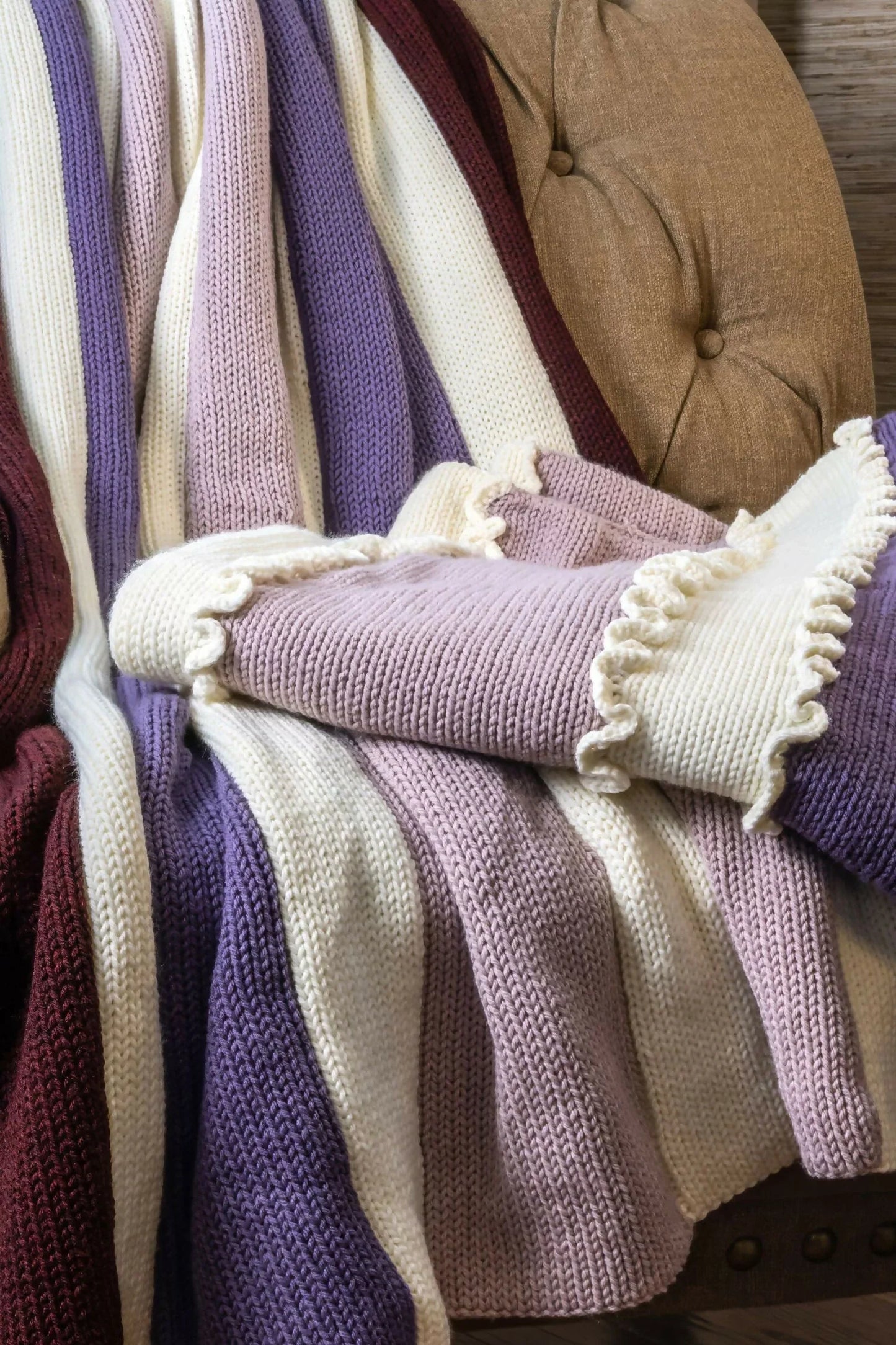 Horizontal Stripes Blanket With Optional Ribbing (Circular Knitting Machine)
