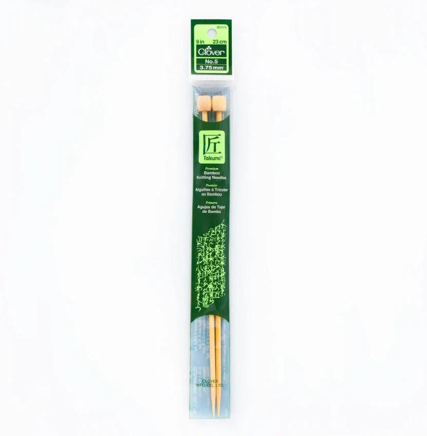 Clover Bamboo Knitting Needles 9" (Sizes 3 to 15)