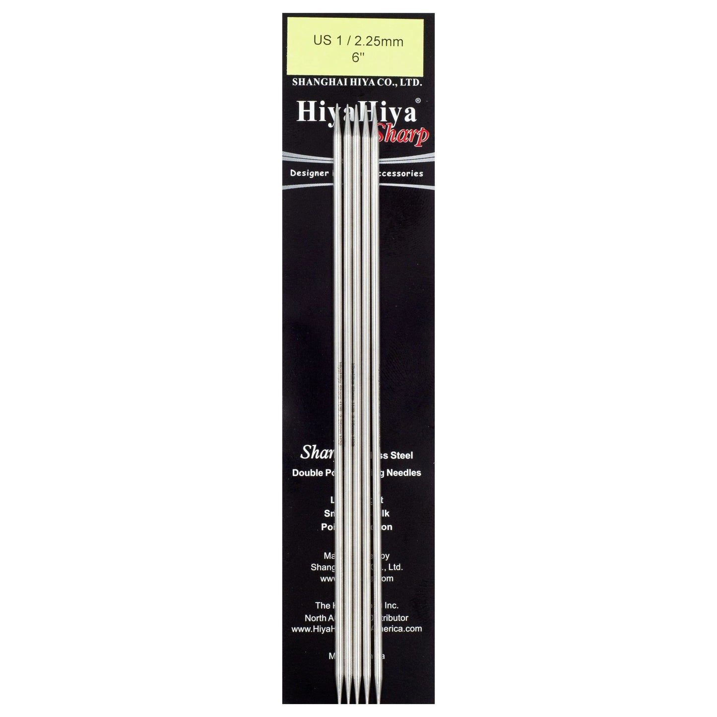 HiyaHiya Stainless Steel Double Point Needles 6" (Sizes 0 to 10)