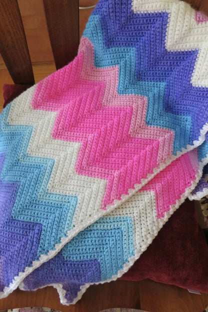 Colorwave Chevron Mandala Baby Blanket (Crochet)