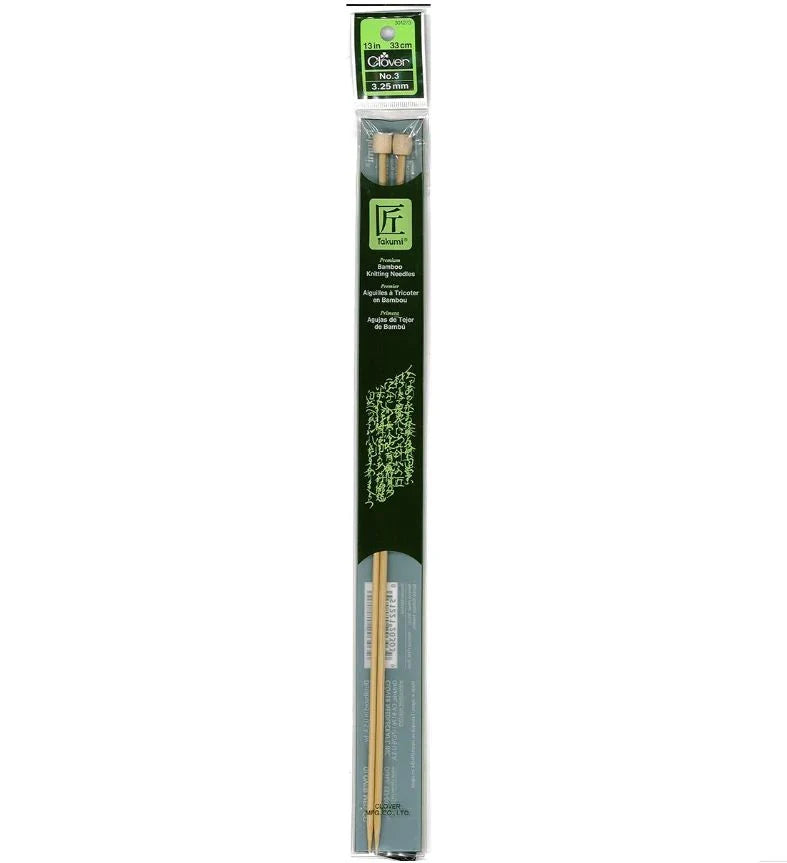 Clover Takumi Bamboo Knitting Needles 13” (Sizes 1 to 10)