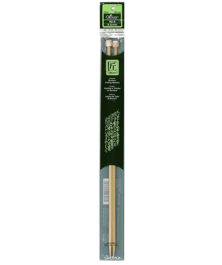 Clover Takumi Bamboo Knitting Needles 13” (Sizes 1 to 10)