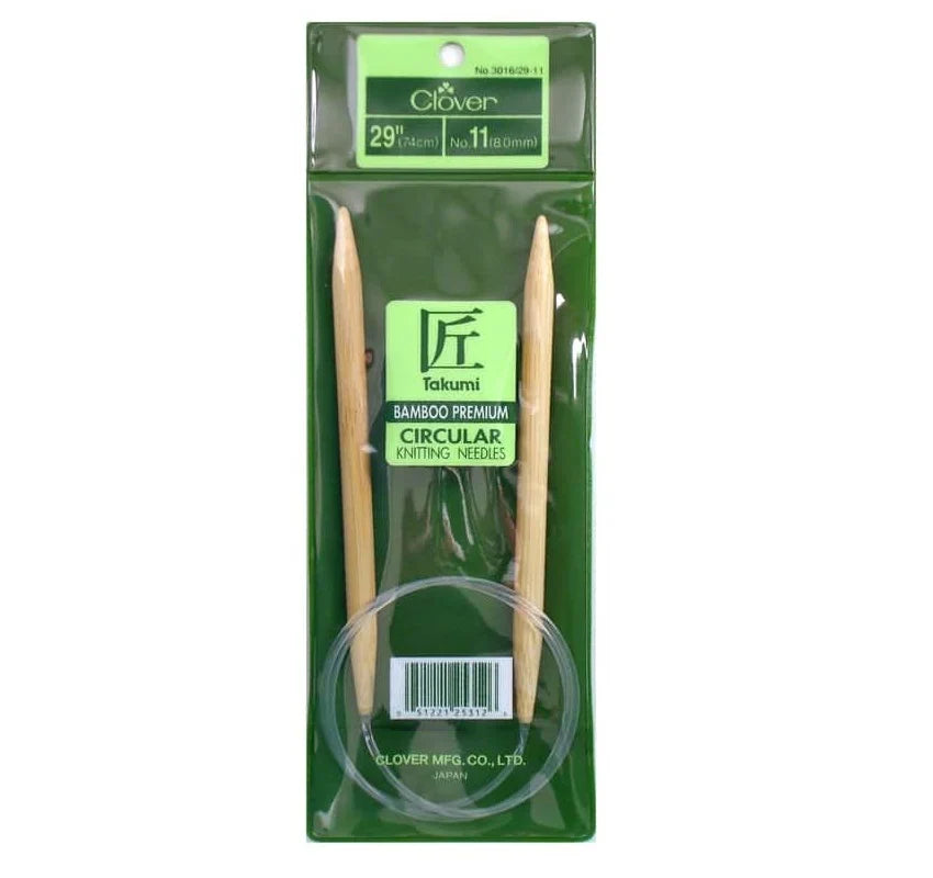 Clover Bamboo Circular Knitting Needles 29" (Sizes 3 to 15)